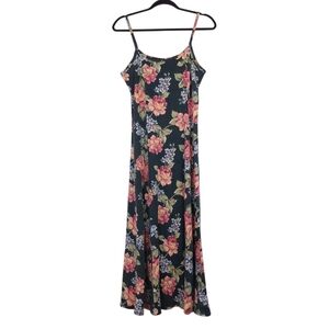 No Boundaries vintage 90s dark floral midi dress grunge layering sleeveless NoBo